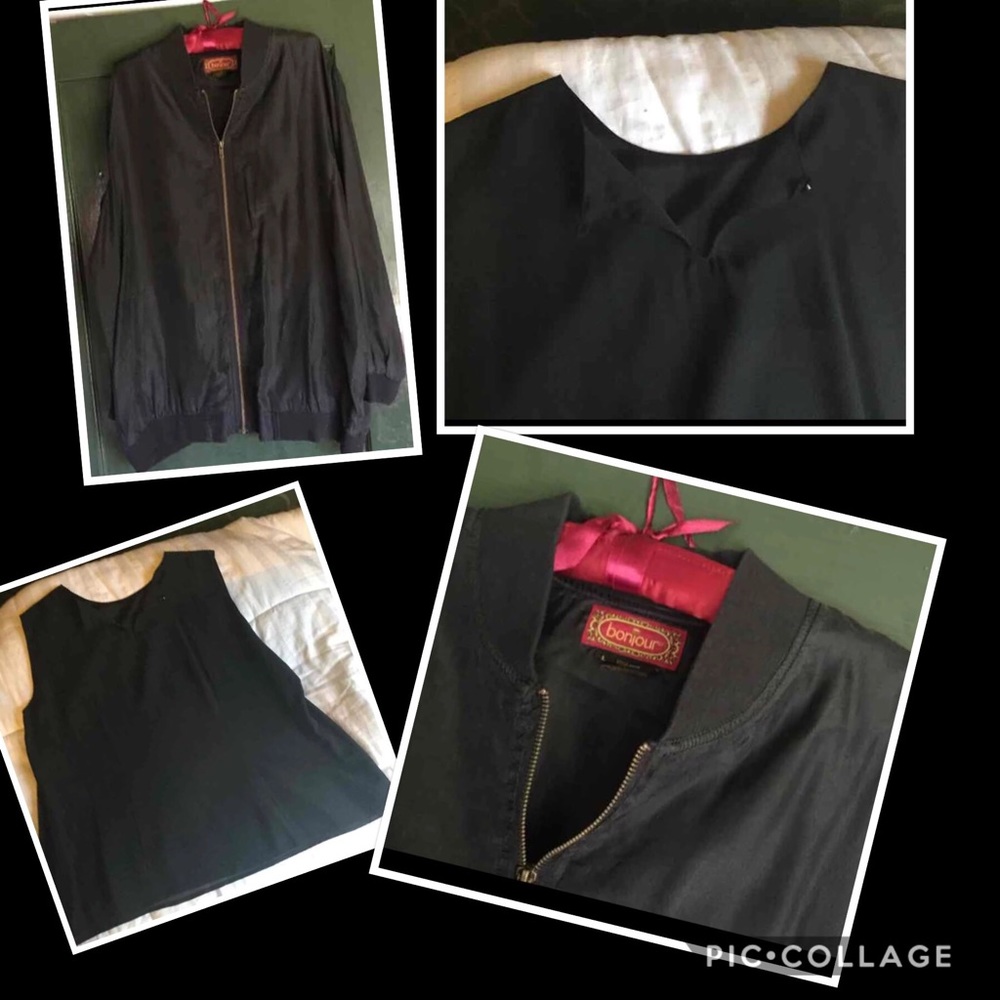 Black silk jacket/ Bonjour/L